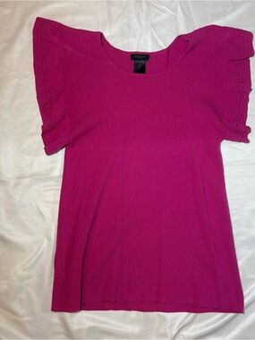 Ann Taylor XS Flutter Sleeve Knit Top - Fuchsia